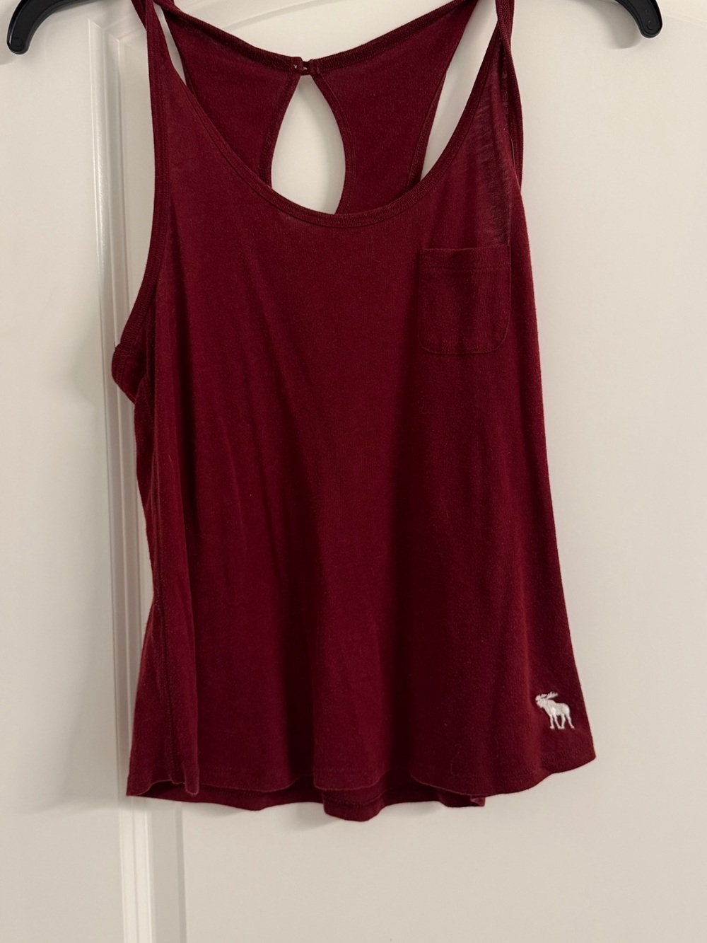 RARE Abercrombie & Fitch Wine Red Racerback Pocket Tank w/ Button Detail